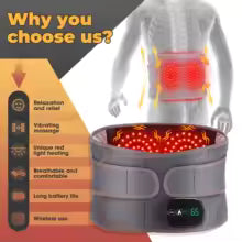 Cordless Massage belt - Lumbar support with red light therapy, heating, and vibration GrippLyfe