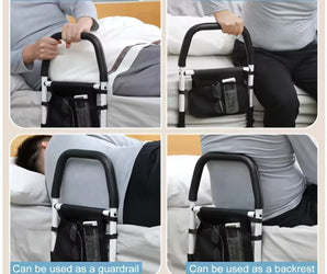 Bed rails with Grab Handle and Storage Pocket for the Elderly, Handicapped, or Pregnant Women. GrippLyfe
