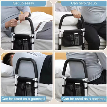 Bed rails with Grab Handle and Storage Pocket for the Elderly, Handicapped, or Pregnant Women. GrippLyfe